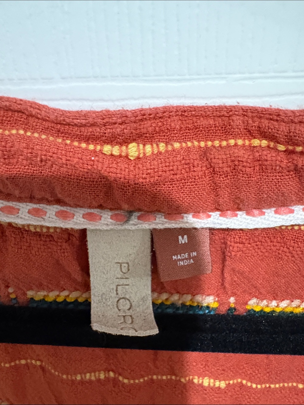 Anthropologie Pilcro Women’s Rust Orange Skirt with Yellow Embroidery
